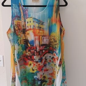 Vibrant Cityscape Sleeveless Top